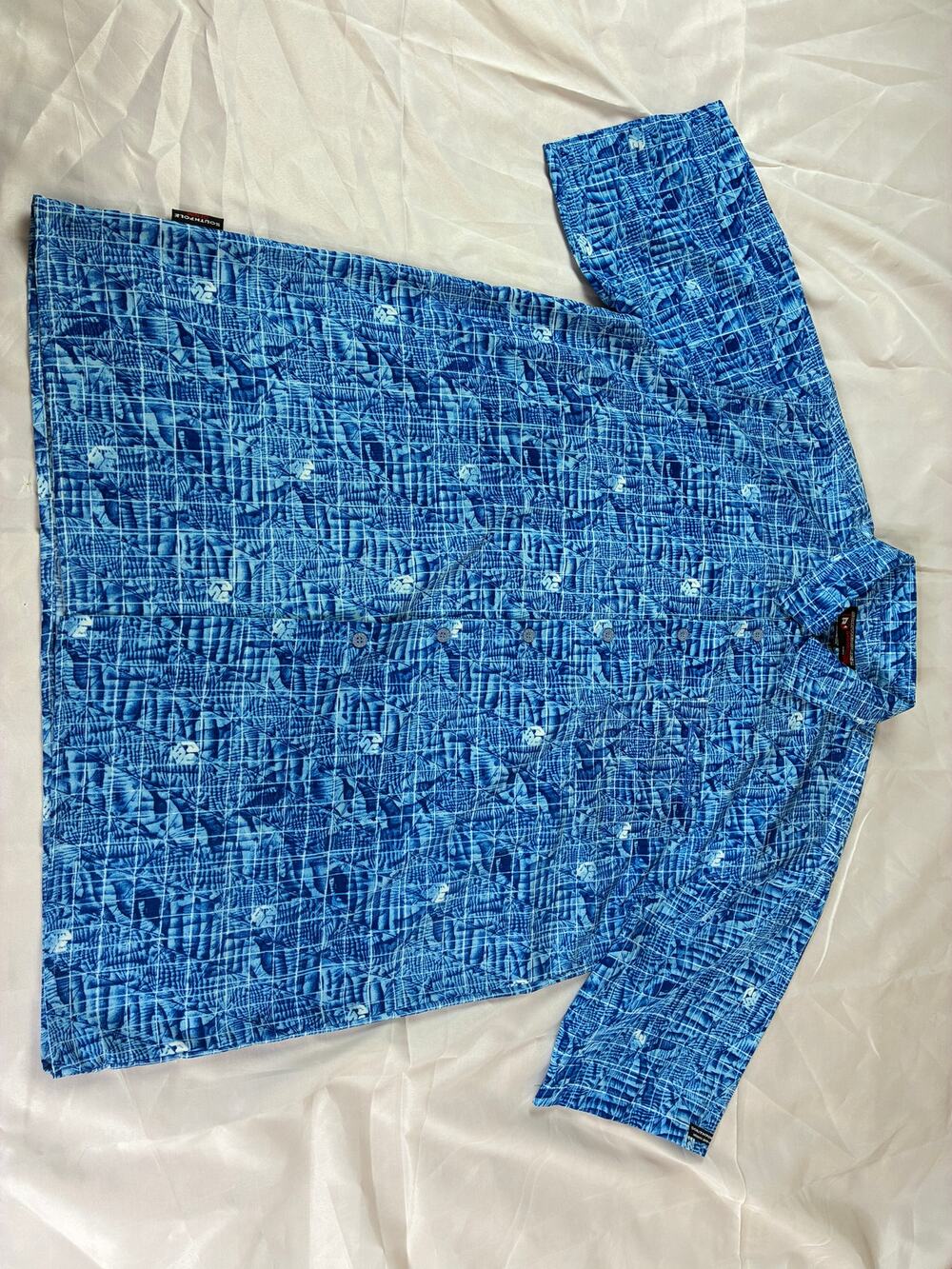 Southpole Denim Mens XL Blue All Over Print Long Sleeve Button Down Shirt